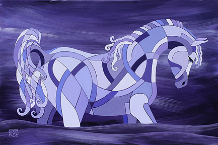 Arabian Horse Painting in Purple